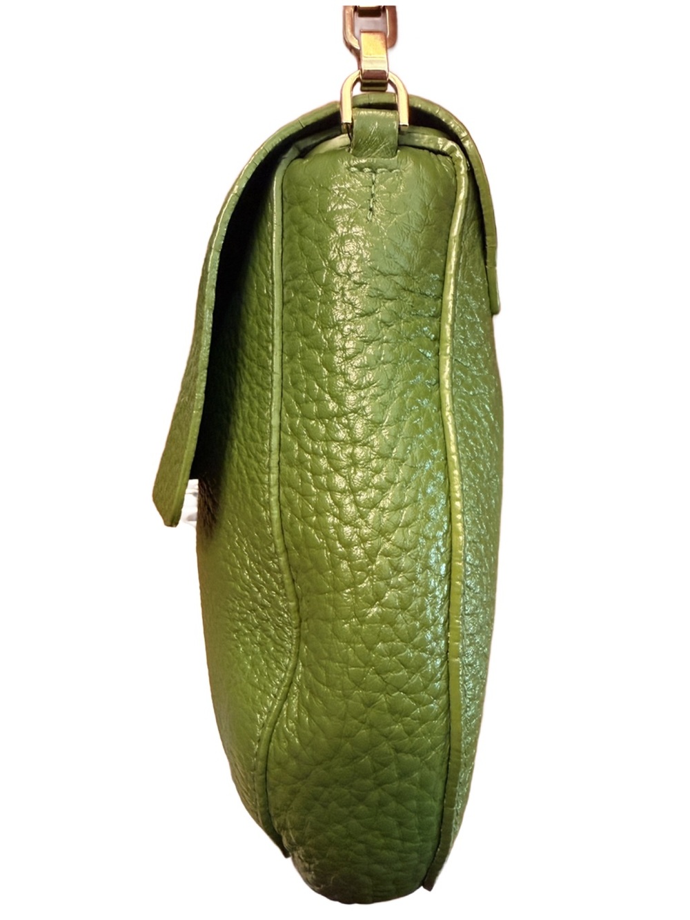 Furla Green Pebbled Leather Club Shoulder Bag with Gold Hardware - Picture 6 of 13